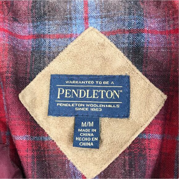 PENDLETON Fuzzy Sherpa Full Zip Jacket Women M Burgundy Cozy Everyday Travel EUC - Picture 8 of 13